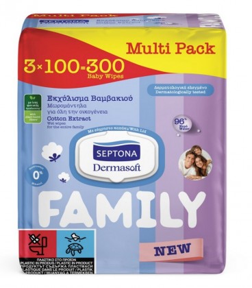SEPTONA ΜΩΡΟΜΑΝΤΗΛΑ DERMASOFT FAMILY ΜΕ ΚΑΠΑΚΙ COTTON 3X100T X6