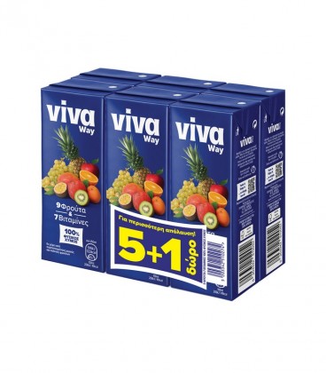 VIVA FRESH 9 ΦΡΟΥΤΑ ΦΥΣΙΚΟΣ ΧΥΜΟΣ 250ml (5+1 ΔΩΡΟ) 4Χ6pack