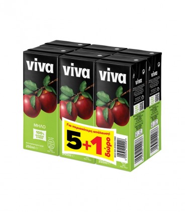 VIVA FRESH ΜΗΛΟ ΦΥΣΙΚΟΣ ΧΥΜΟΣ 250ml (5+1 ΔΩΡΟ) 4Χ6pack