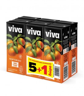 VIVA FRESH ΠΟΡΤΟΚΑΛΙ ΦΥΣΙΚΟΣ ΧΥΜΟΣ 250ml (5+1 ΔΩΡΟ) 4Χ6pack