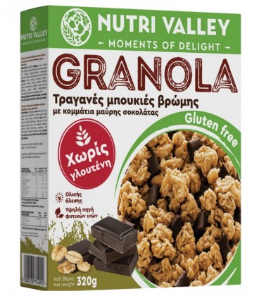 NUTRI VALLEY GRANOLA ΧΩΡΙΣ ΓΛΟΥΤΕΝΗ DARK CHOCO 8X320gr