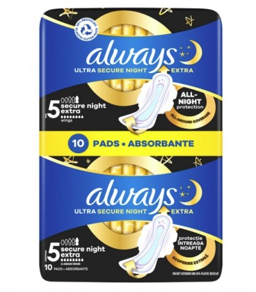 ALWAYS ΣΕΡΒΙΕΤΕΣ ULTRA SECURE NIGHT EXTRA DUO 10Τ Χ14